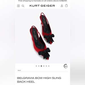 Kurt Geiger Red Heels with Black Embellished Bow